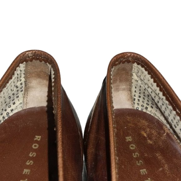 Fratelli Rossetti Estate Loafers Dress Shoe Apron Toe Brown Leather Italy Made - Picture 9 of 12